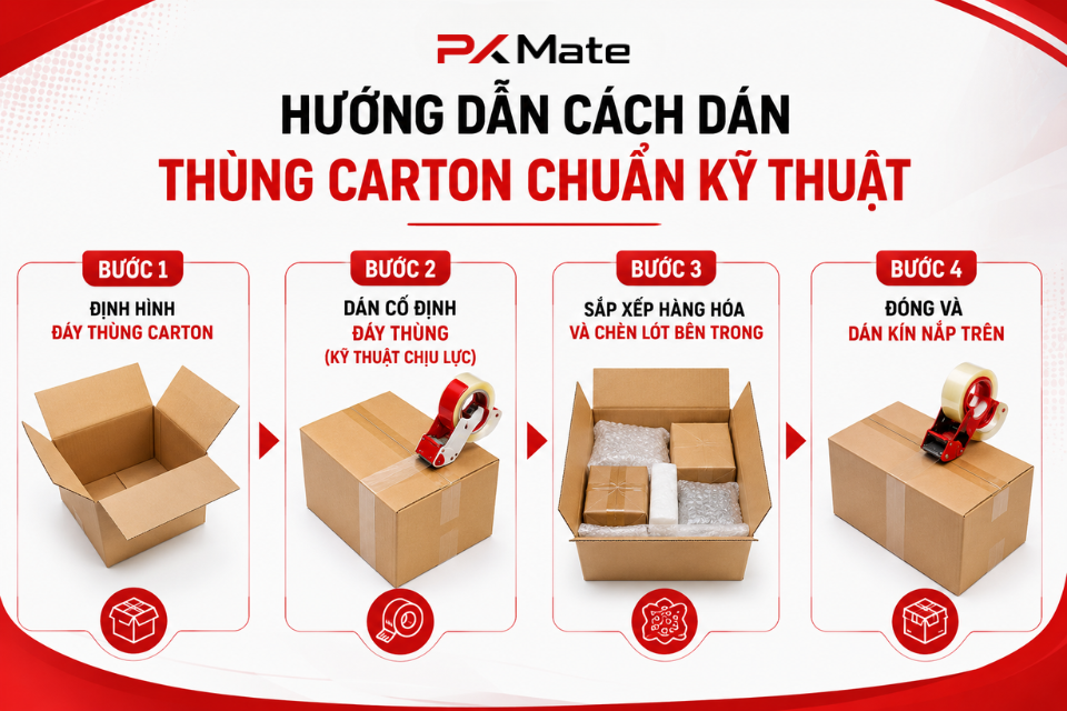Cách dán thùng carton đúng kỹ thuật
