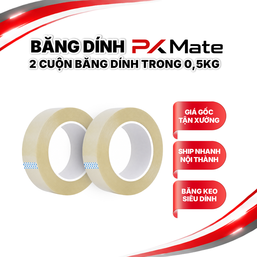 Combo 2 cuộn băng dính trắng trong 0,5kg/cuộn